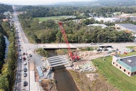 Transportation & Structures: H&K's Structures Division sets precast concrete beams along SR443 in Lehighton, PA.