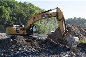 Site & Land Development: A Lehigh Valley Division crew excavates rock for a building pad in Easton, PA.