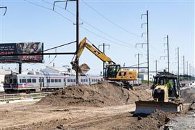 Transportation & Structures: Haines & Kibblehouse, Inc. crews work along I-95 and Amtrak's Northeast Corridor in Philadelphia, PA.