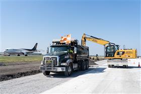 Transportation & Structures: Haines & Kibblehouse, Inc. crews work along a taxiway at Philadelphia International Airport.